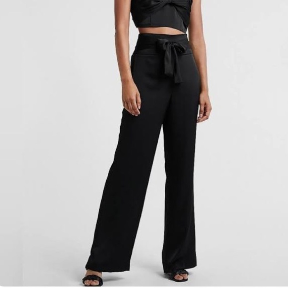 EXPRESS wide leg satin High-Rise Pants